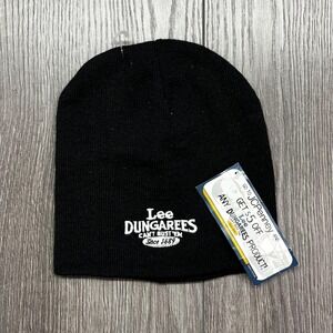 Vintage Lee Dungaree Deadstock Knit Hat Beanie Skull Cap Black One Size OSFA New